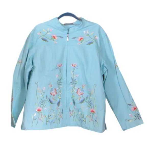 Quacker Factory Jackets & Blazers - Quacker Factory Womens Light Weight Jacket Turquois Color Sewn Designs Size 2XL